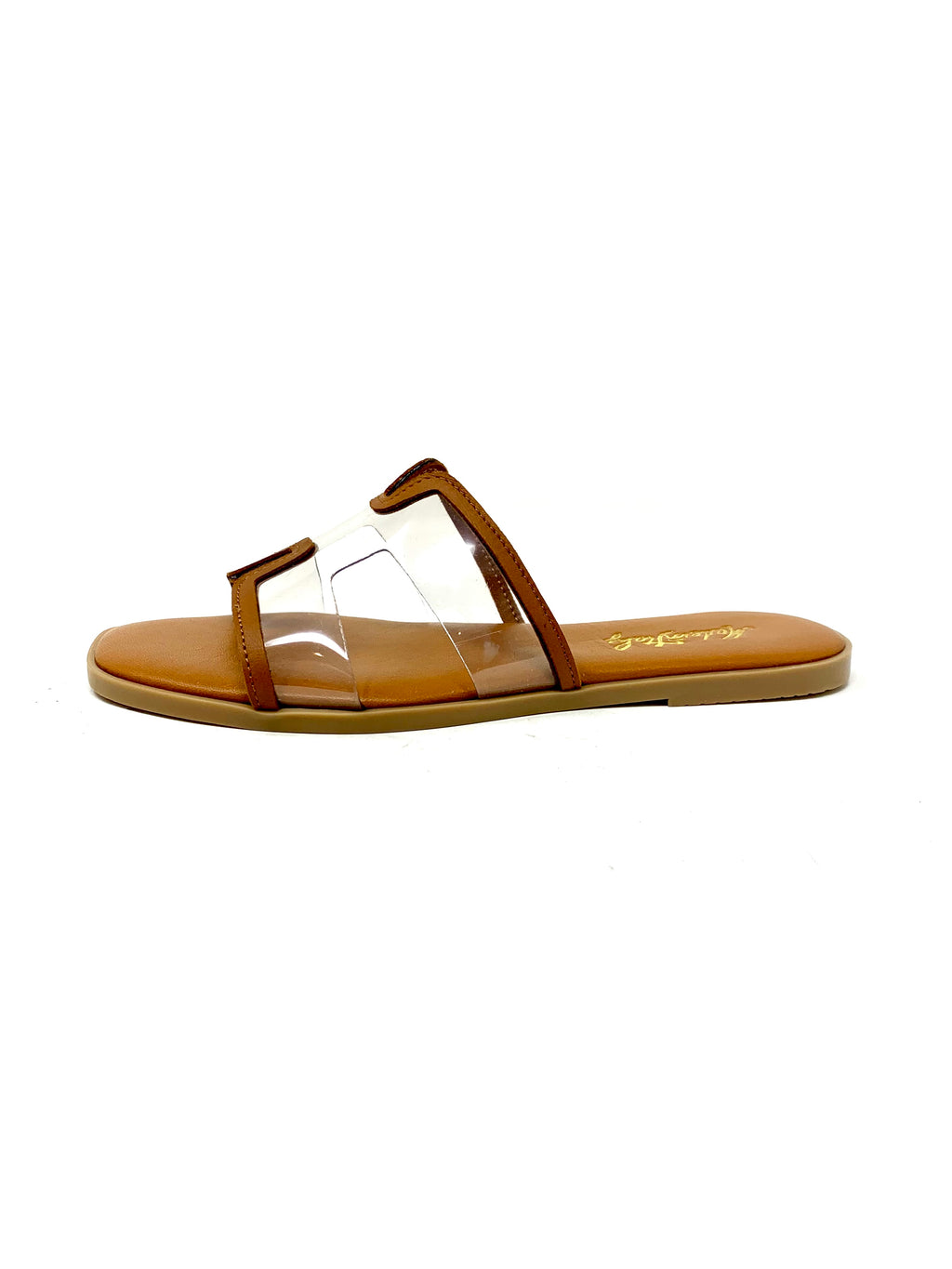 Sandalo Flat Cuoio  Fascia Trasparente - Rosa del Deserto