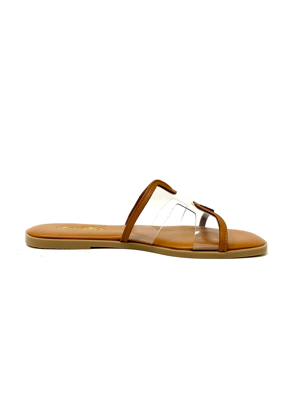 Sandalo Flat Cuoio  Fascia Trasparente - Rosa del Deserto