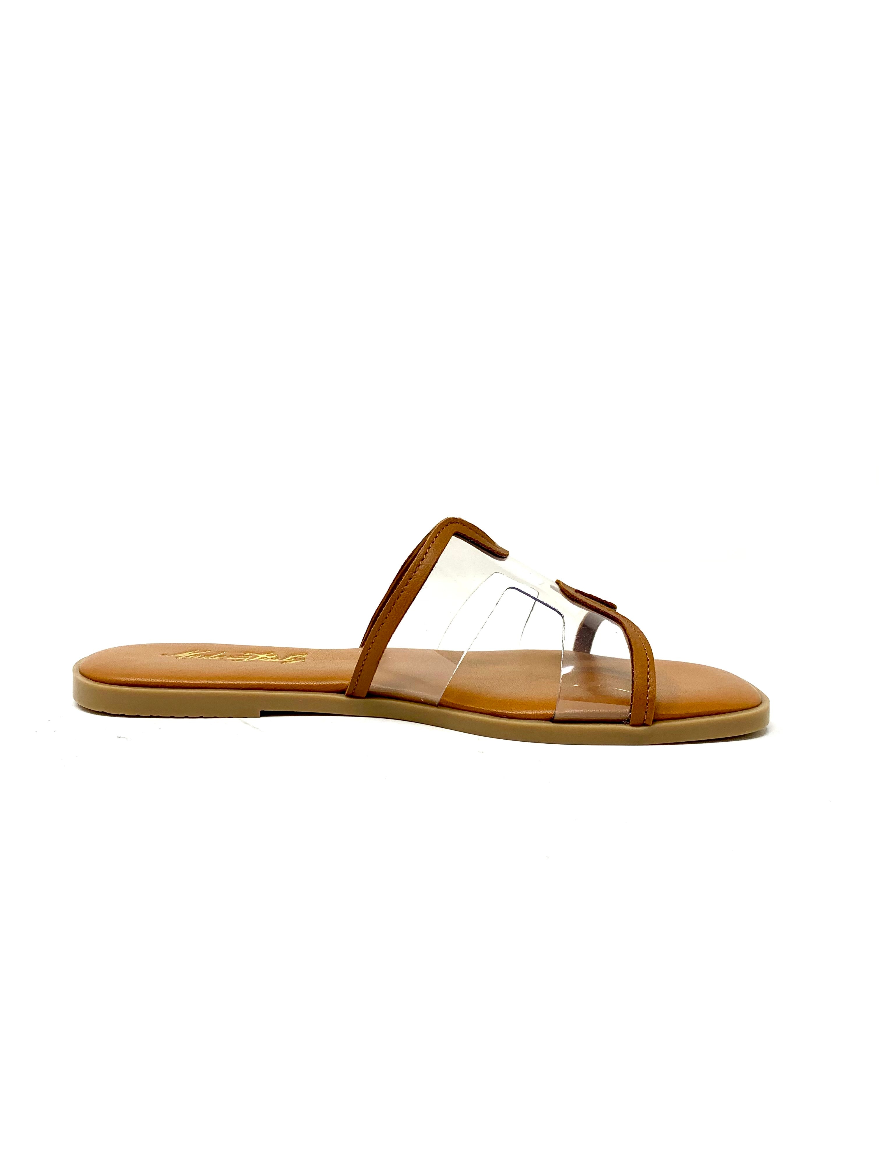 Sandalo Flat Cuoio  Fascia Trasparente - Rosa del Deserto